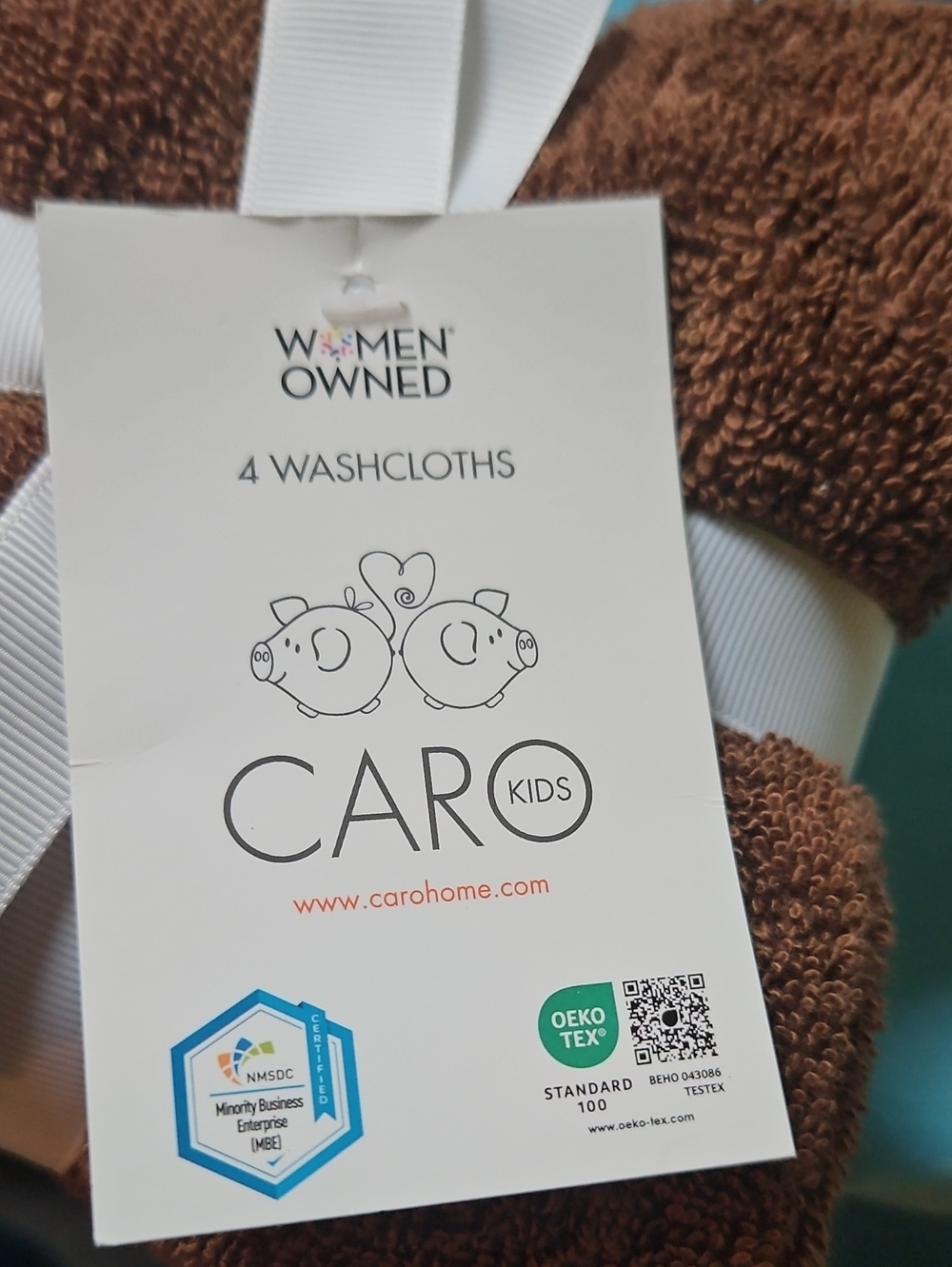 CARO Football Print Hand Towels and Washcloths - Brown & White - Picture 6 of 7